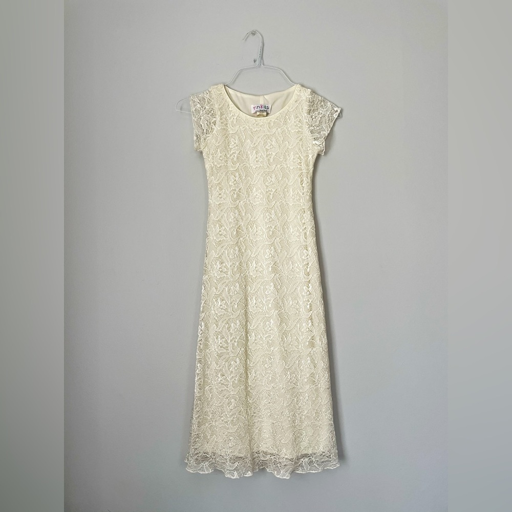 Rn Kidz Formal Girl’s Dress. White/Ivory. Lace. Modest. Size 10.